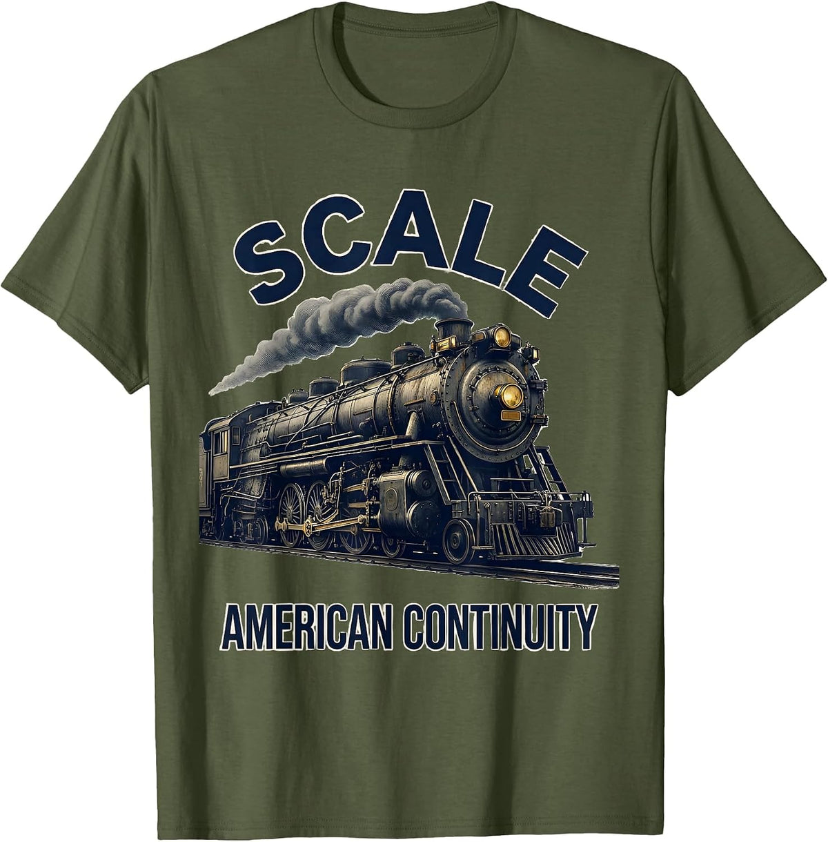 Men's Scale American Continuity Big Boy 4014 Steam Train T-Shirt - Olive Green