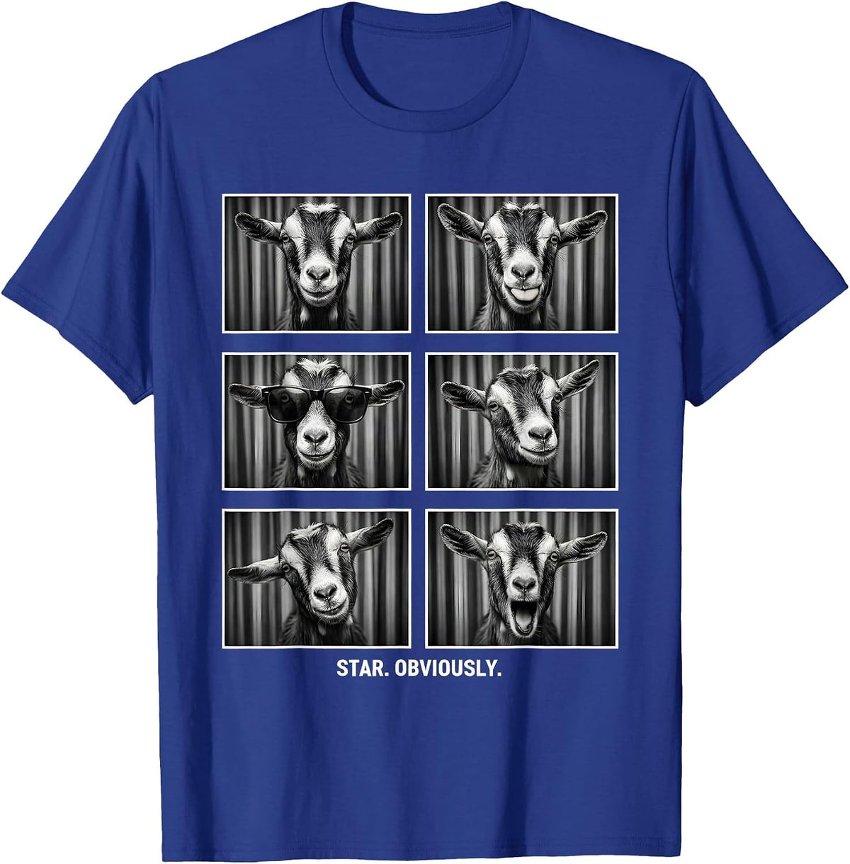 Men's Star Obviously Funny Goat Portrait Animal Lover Humor T-Shirt - Royal Blue