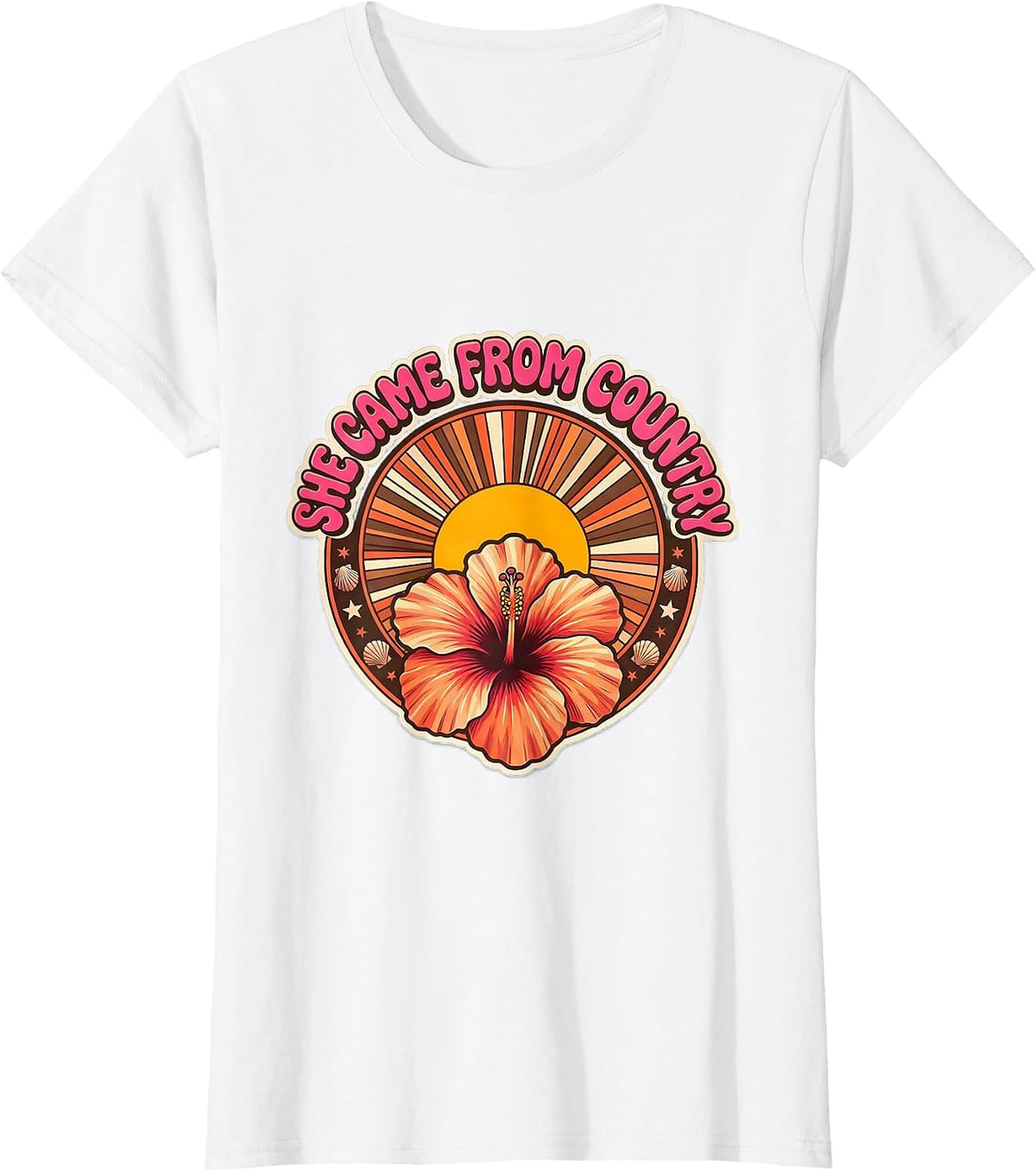 She Came From Country 90s Inspired Design T-Shirt - White