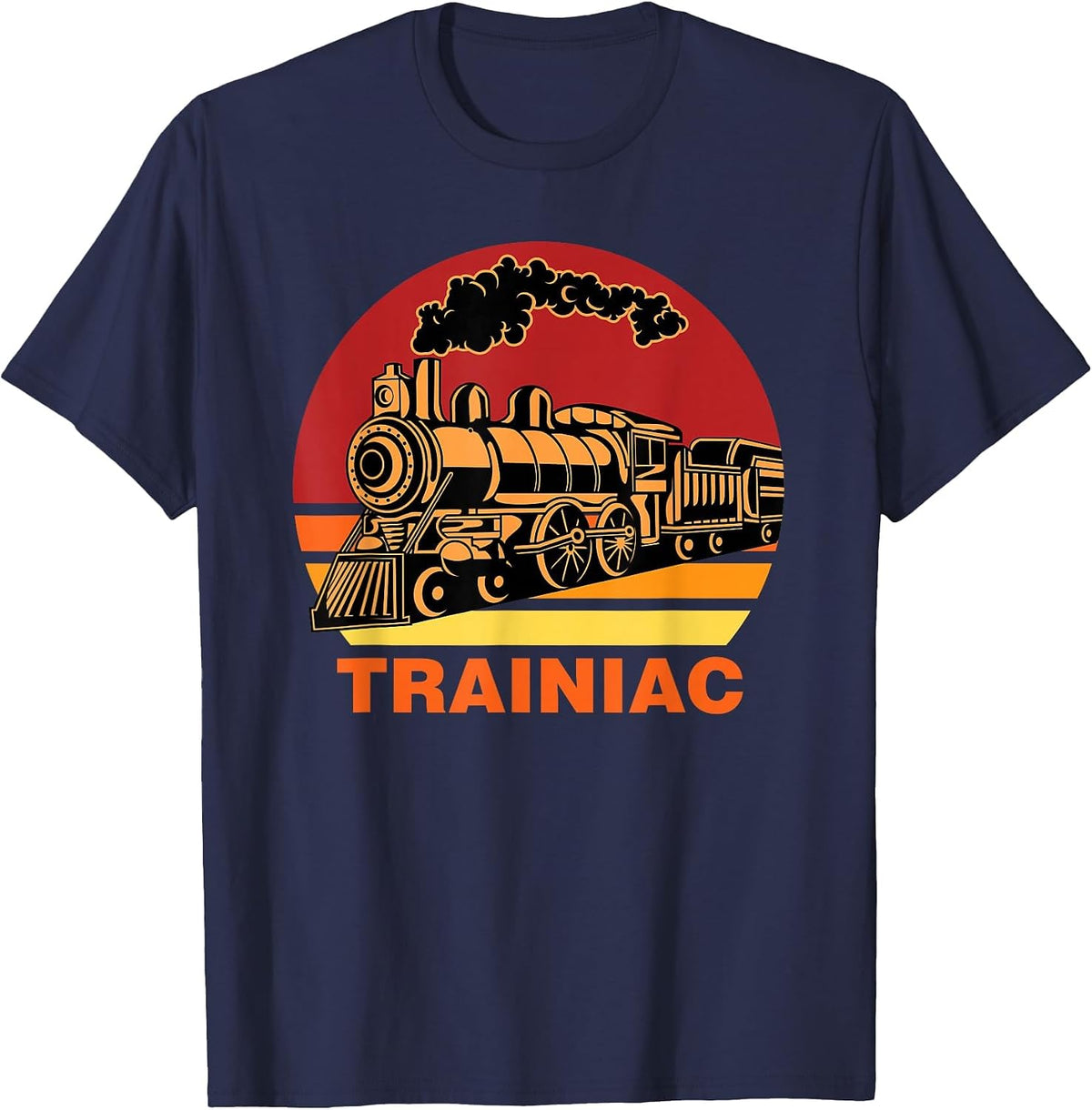 Trainiac Funny Train Lover Cute Model Railroad Conductor T-Shirt - Navy Blue