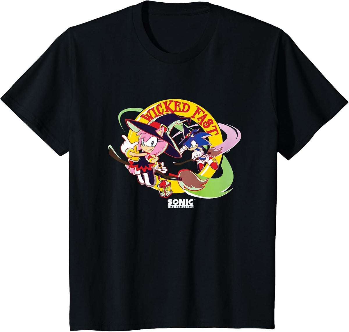 Sonic The Hedgehog Halloween Wicked Fast Witch Costumes T-Shirt - Black