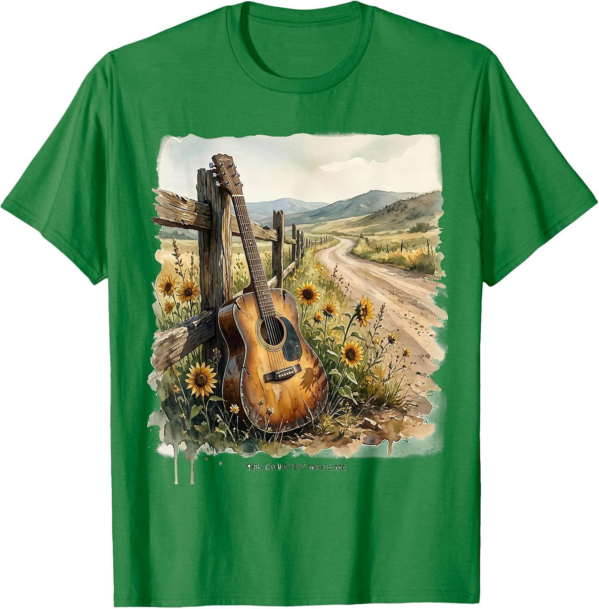 Men's 90s Country Made Me Nostalgic Music Design T-Shirt - Kelly Green