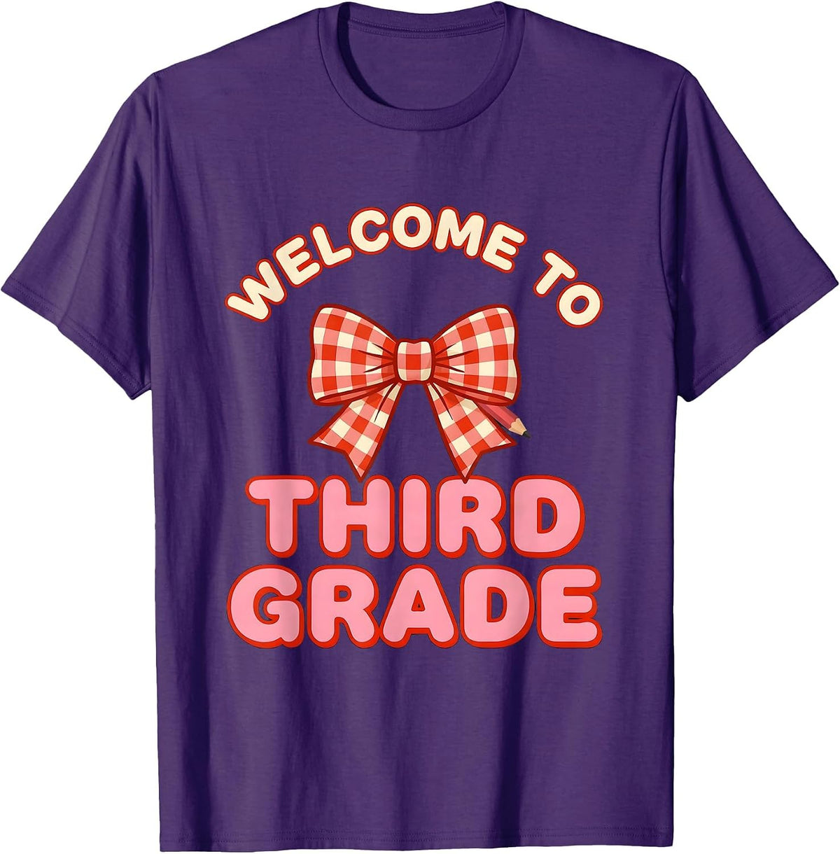 Men's Welcome To Third Grade Cute Coquette Bow Back to School T-Shirt - Purple