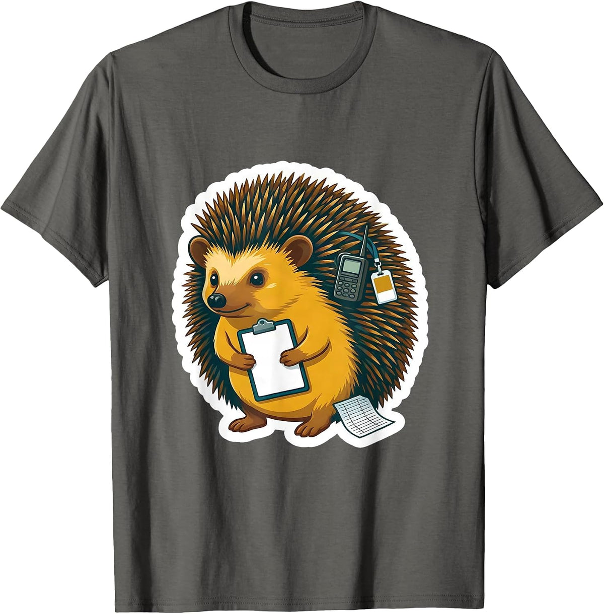 Men's Hedgehog Aide Para Normal Activities SPED Teacher Aide T-Shirt - Asphalt Grey