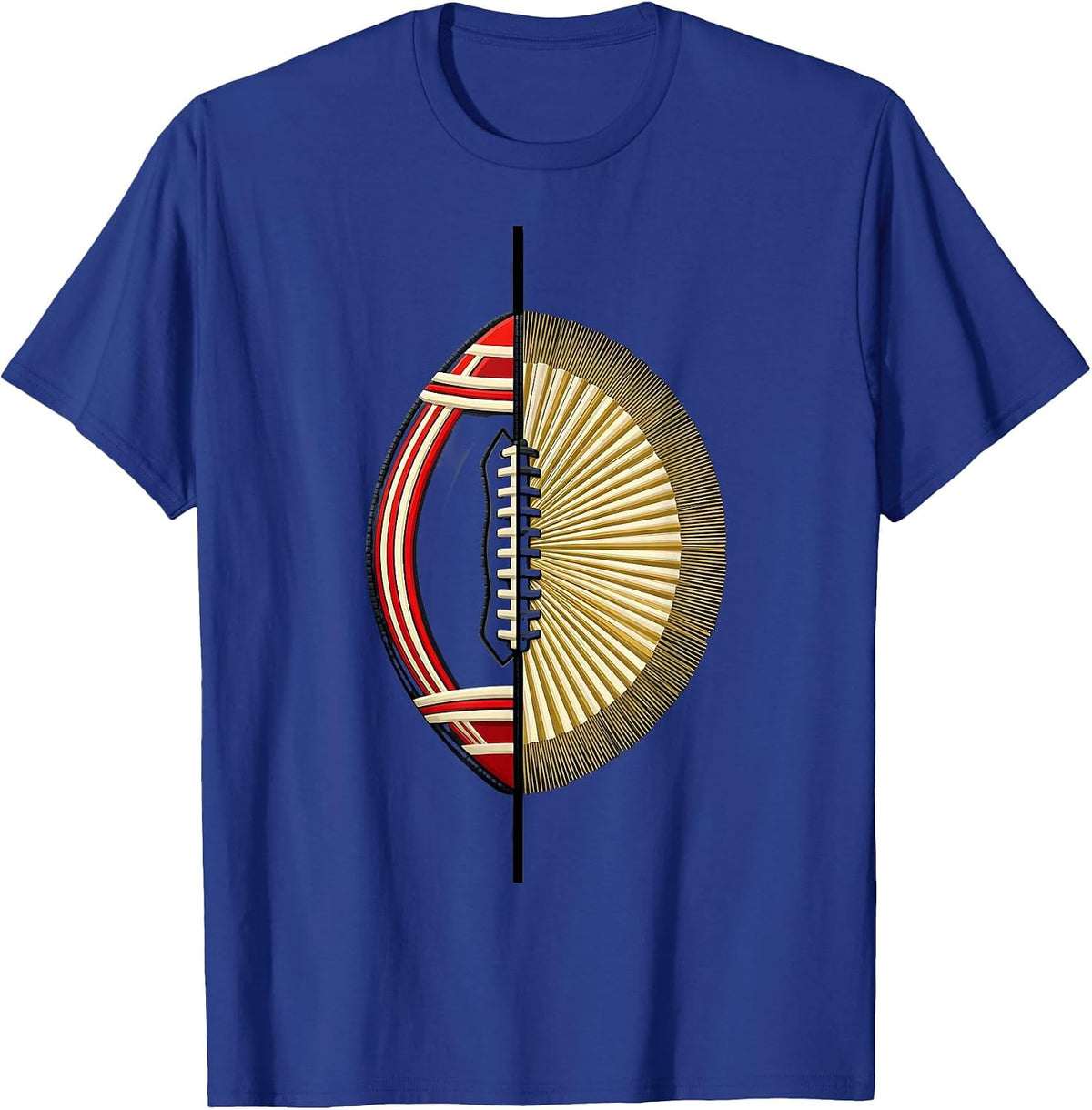 Angular Twin-Lobed Football And Cheer Dual-Sport Mom T-Shirt - Royal Blue