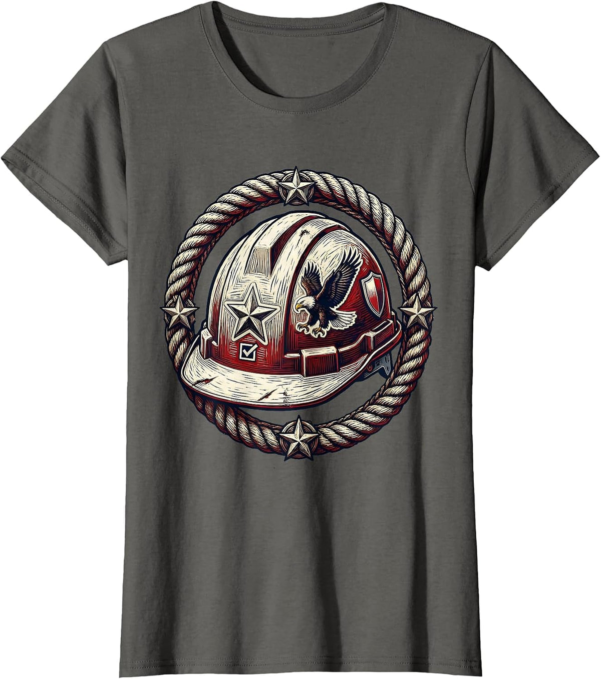 Women's Patriotic Hard Hat Voting Labor Day Graphic T-Shirt - Asphalt Grey