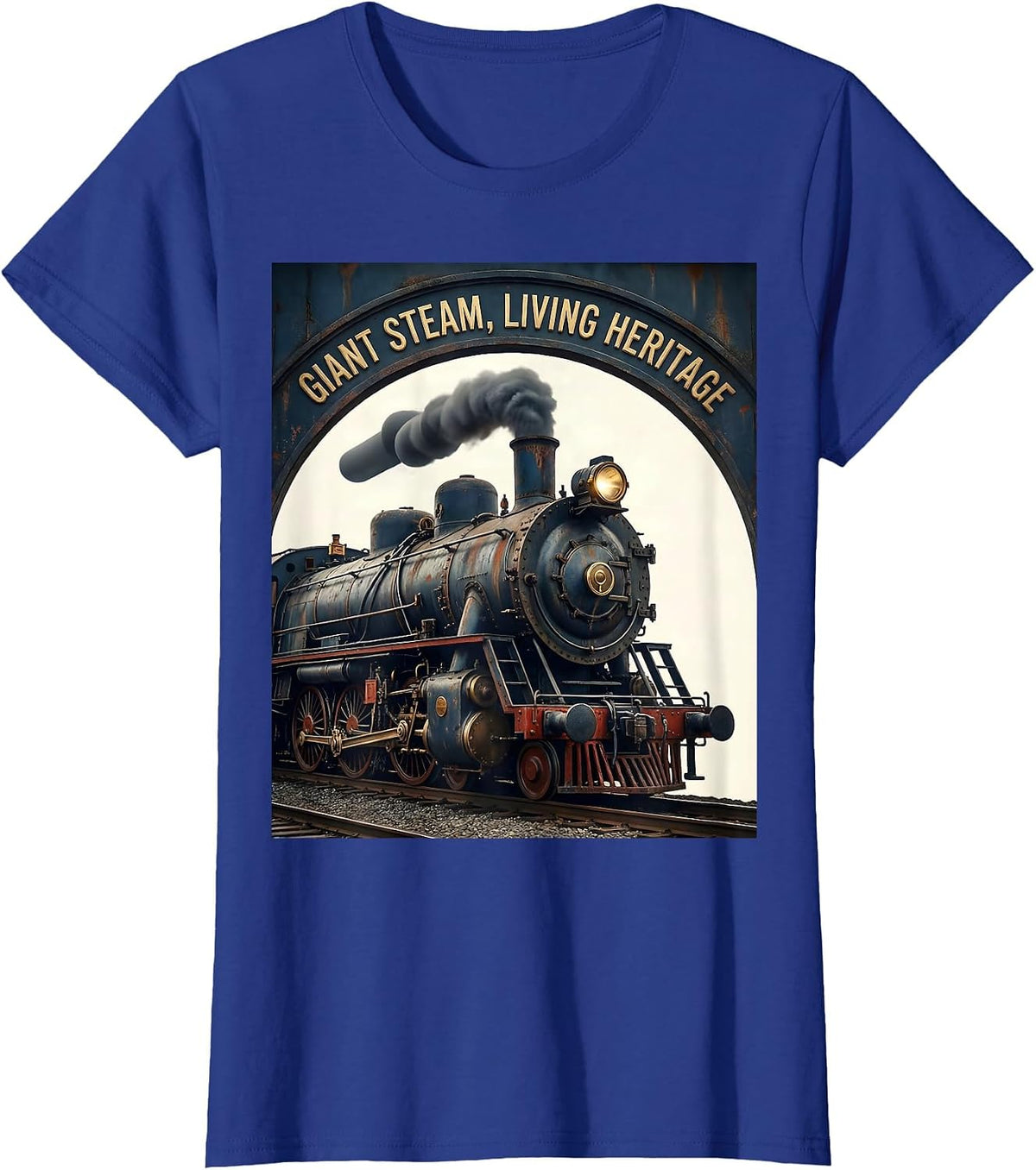 Women's Giant Steam Living Heritage Distressed Big Boy 4014 Train T-Shirt - Royal Blue