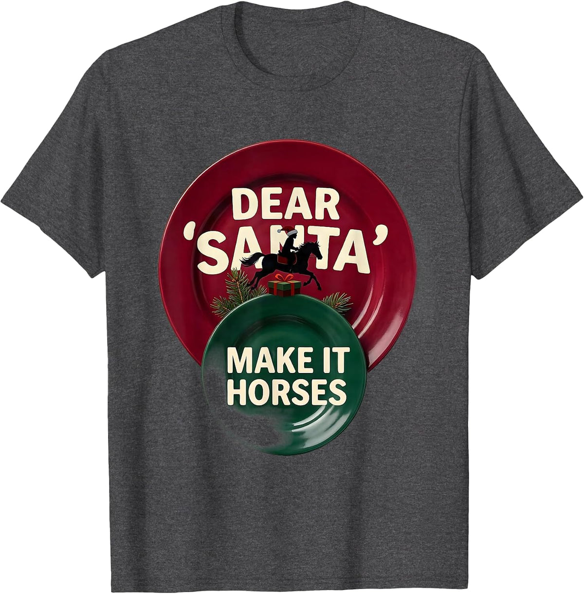 Men's Dear Santa Make It Horses Funny Horse Lover Christmas Pajama T-Shirt - Dark Heather Grey