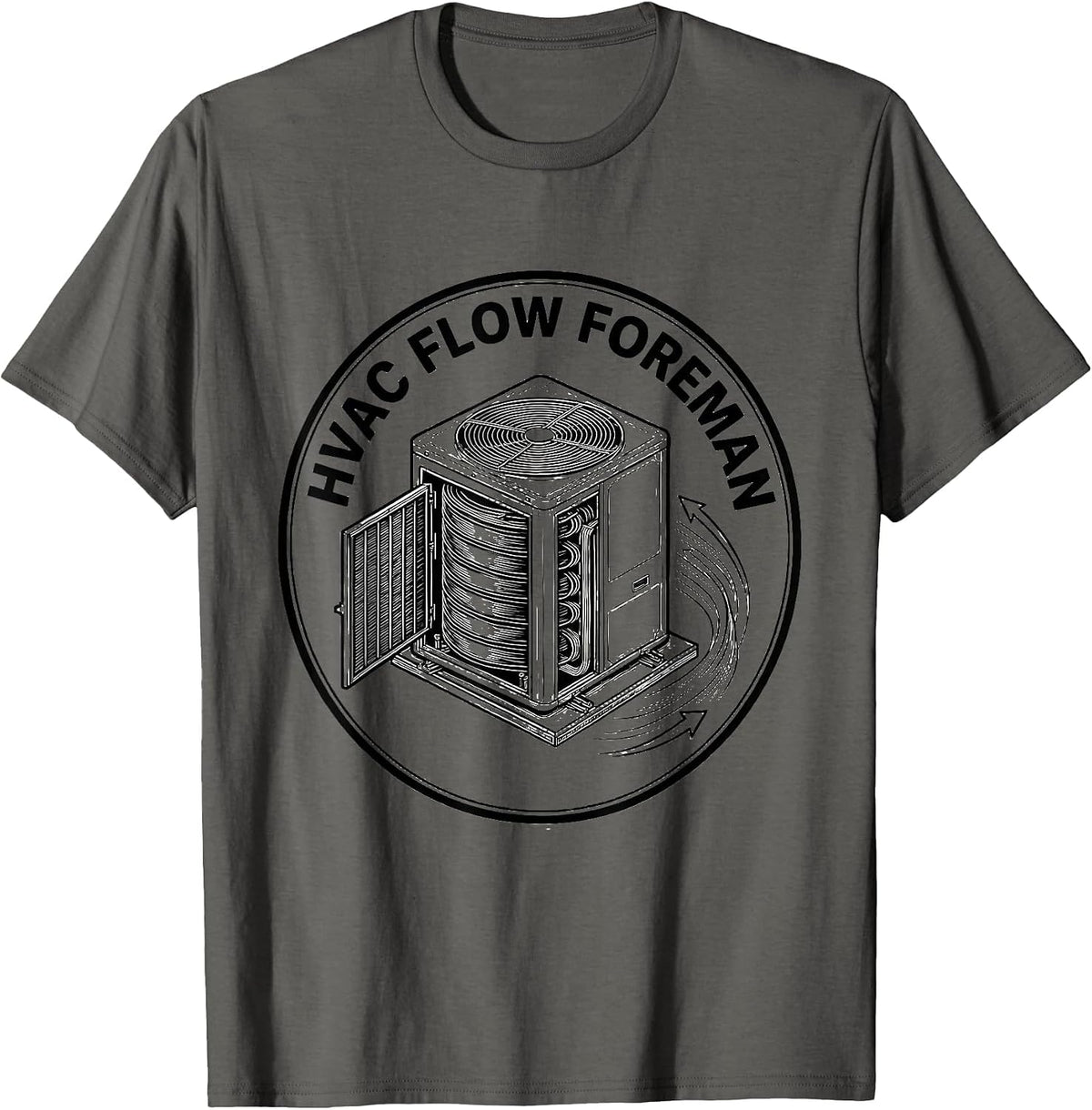 HVAC Flow Foreman Funny HVAC Technician Dad Gift T-Shirt - Asphalt Grey