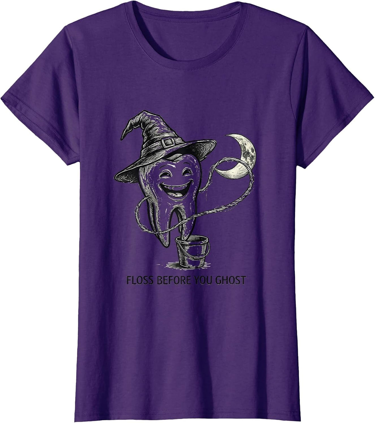 Women's Floss Before You Ghost Dental Humor Halloween Costume T-Shirt - Purple
