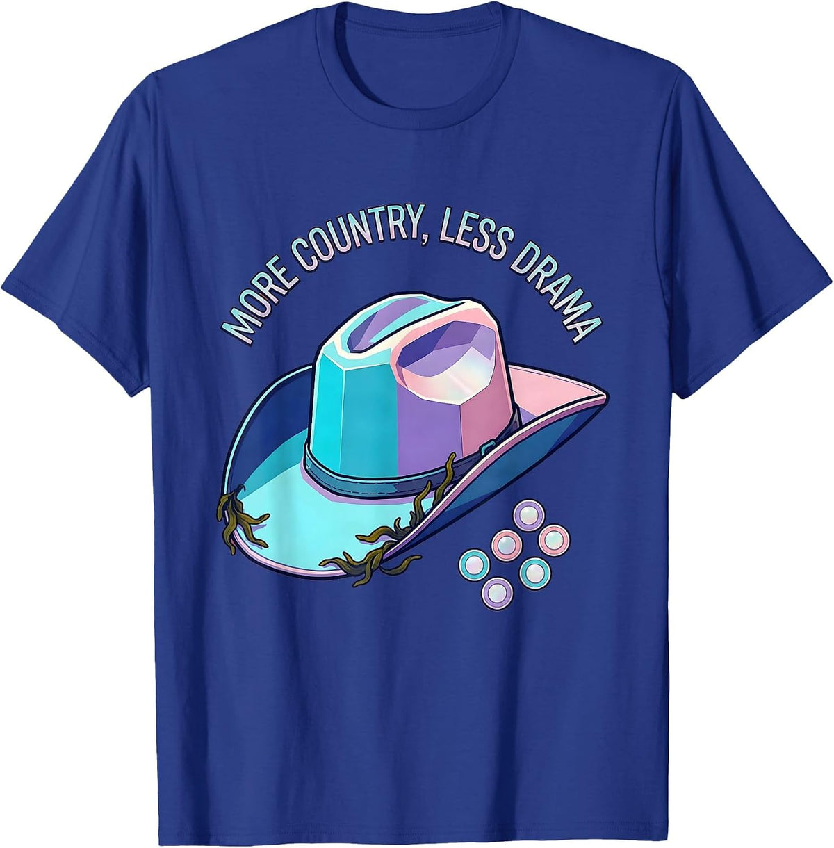 Men's More Country Less Drama Western Graphic Design T-Shirt - Royal Blue