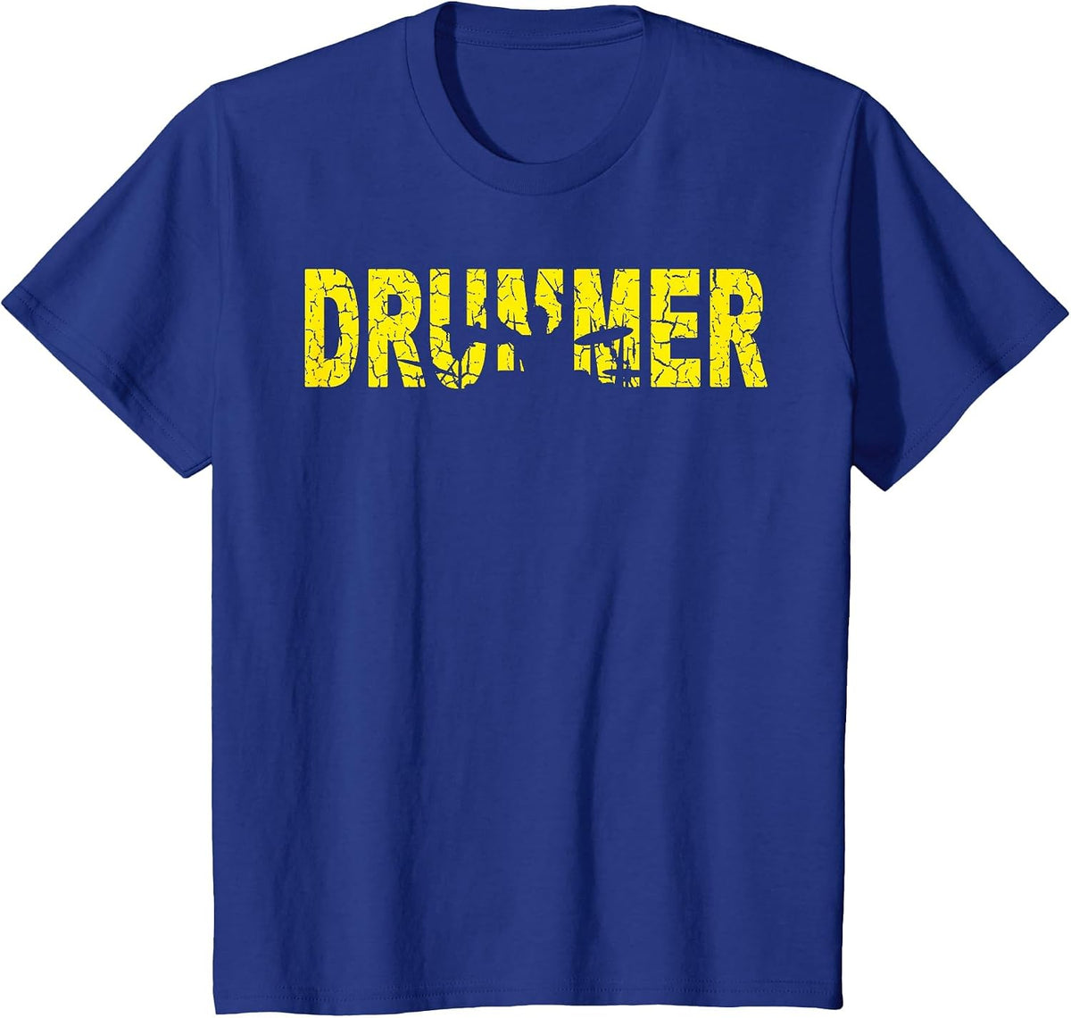 Drummer with Drumsticks in Hand Retro Drumset Old Rocker T-Shirt - Royal Blue