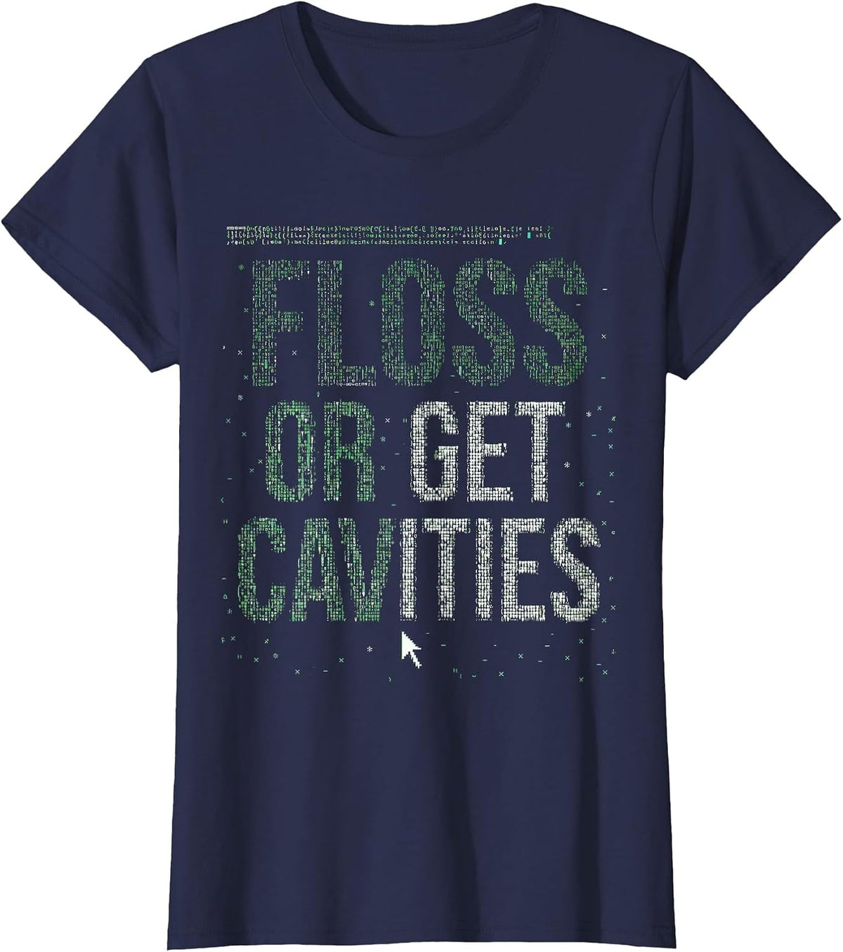 Women's Halloween Dental Floss or Get Cavities Design T-Shirt - Navy Blue