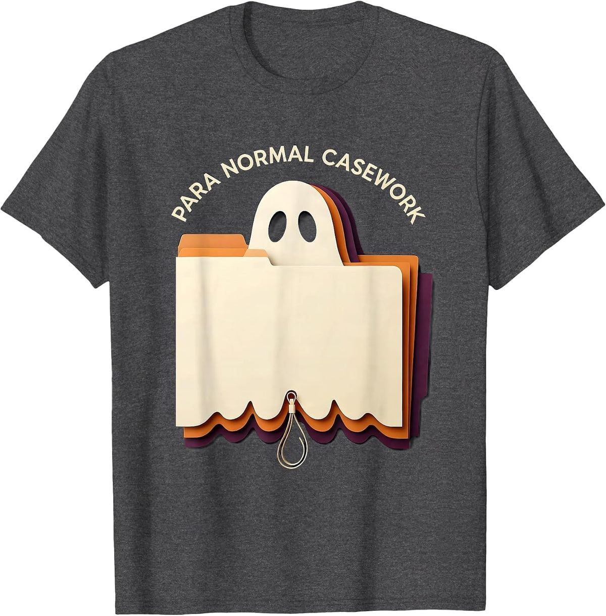 Men's Para Normal Casework Paper Cutout Ghost Paraeducator T-Shirt - Dark Heather Grey