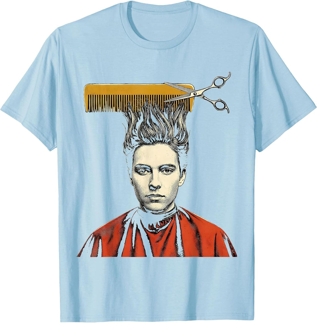 Men's Cropped Client Profile Salon Cape Barber Humor Gift T-Shirt - Baby Blue