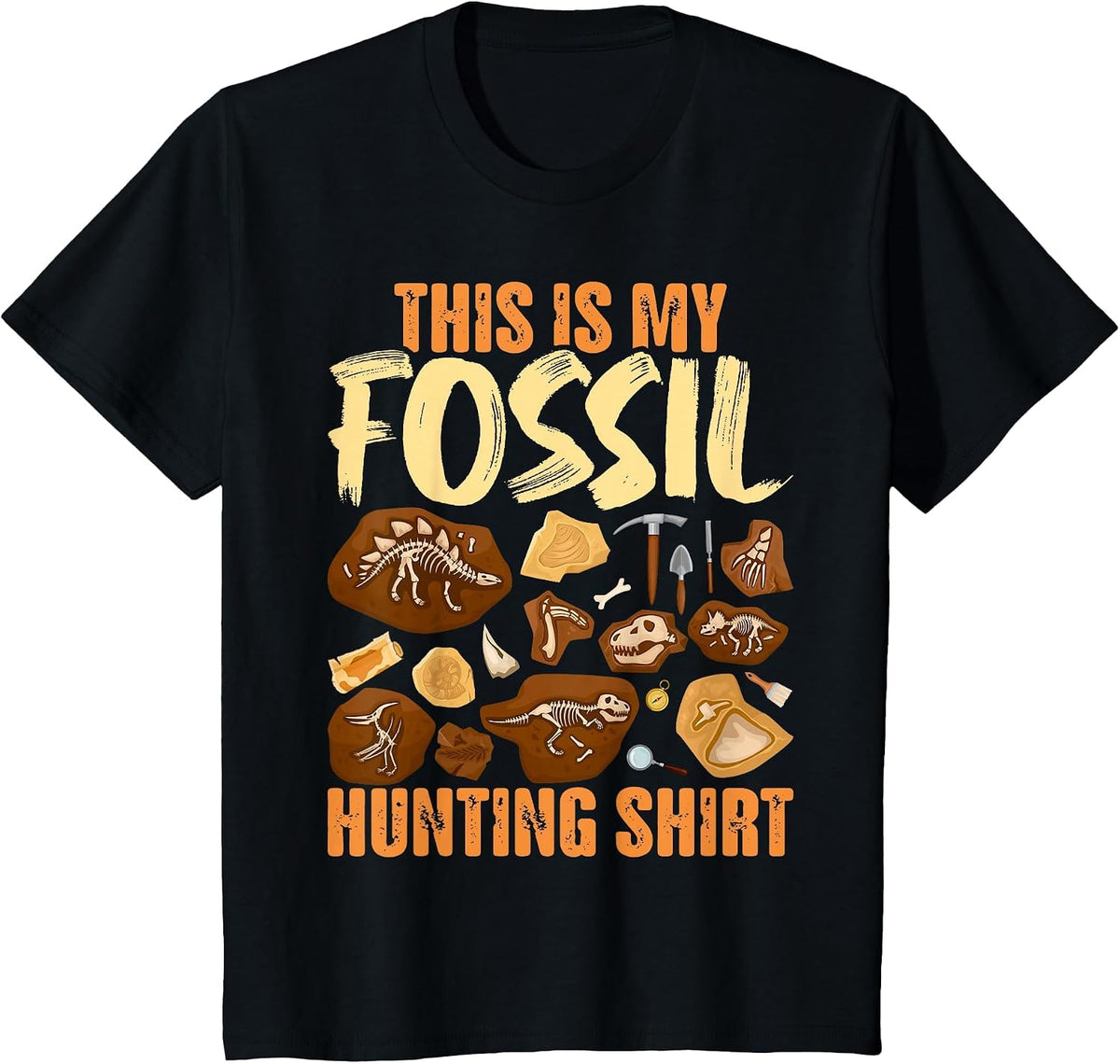Fossil Hunting - Dinosaur Bones Paleontologist Paleontology T-Shirt - Black