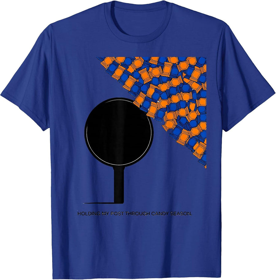 Holding My Post Through Candy Season Geometric Dental T-Shirt - Royal Blue