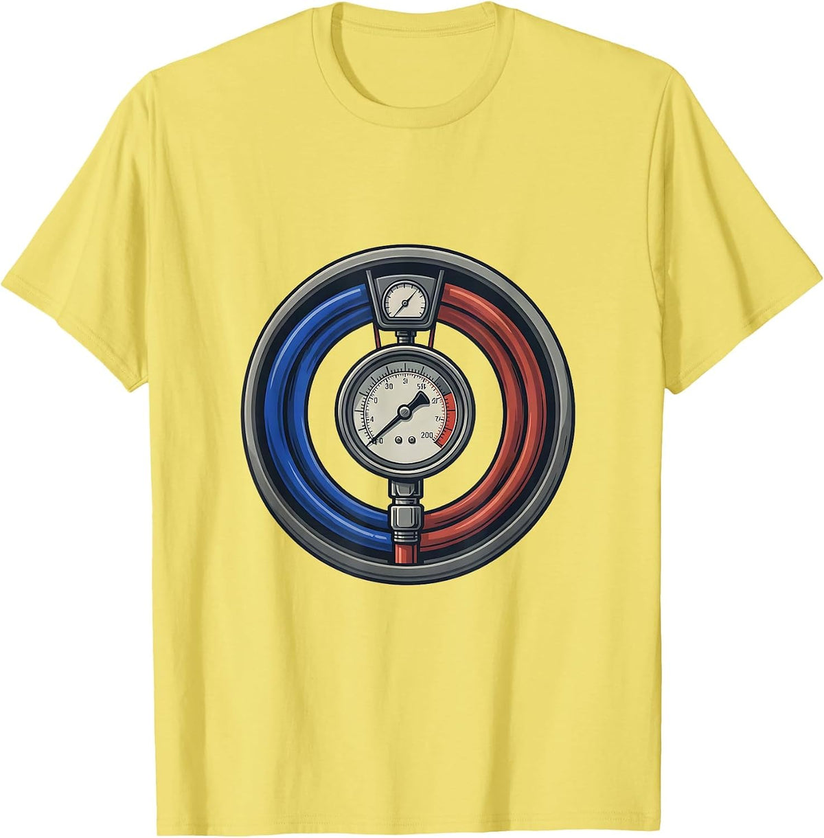 Men's HVAC Charging Badge Distressed Tech Humor T-Shirt - Lemon Yellow