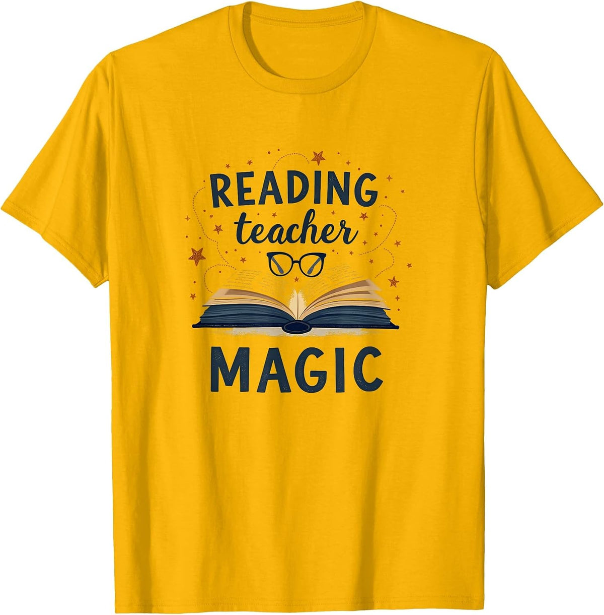 Reading Teacher Magic Educational Design T-Shirt - Golden Yellow