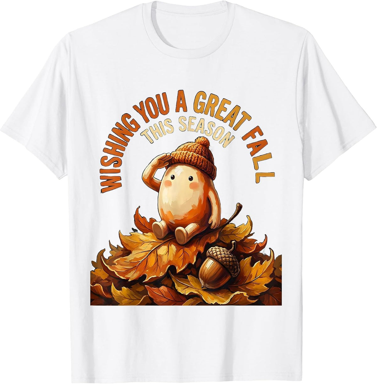 Men's Wishing You a Great Fall This Season Whimsical Nursery Rhyme T-Shirt - White