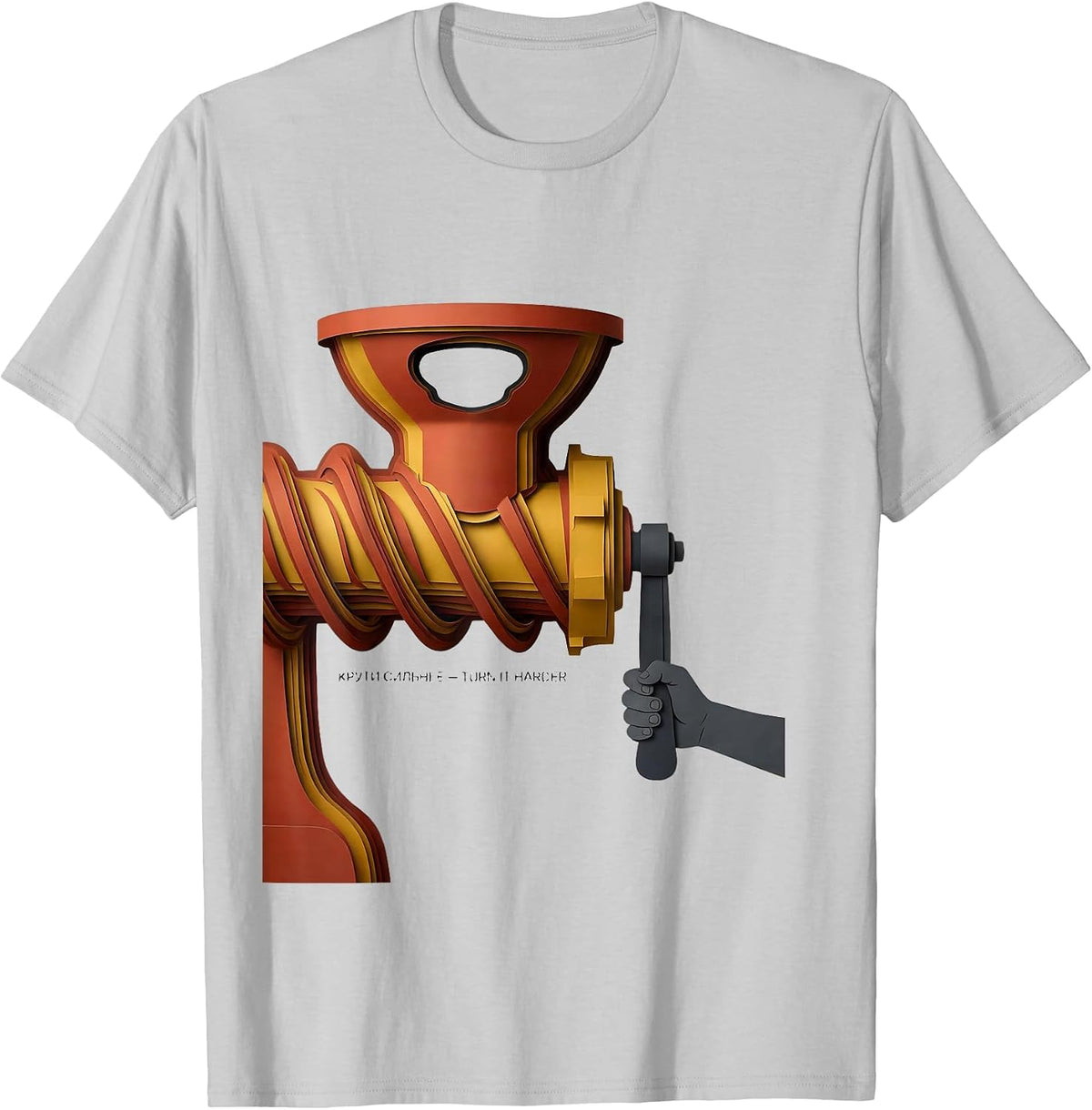 Men's Крути сильнее — Turn It Harder Funny Soviet-Era Russian T-Shirt - Silver Grey