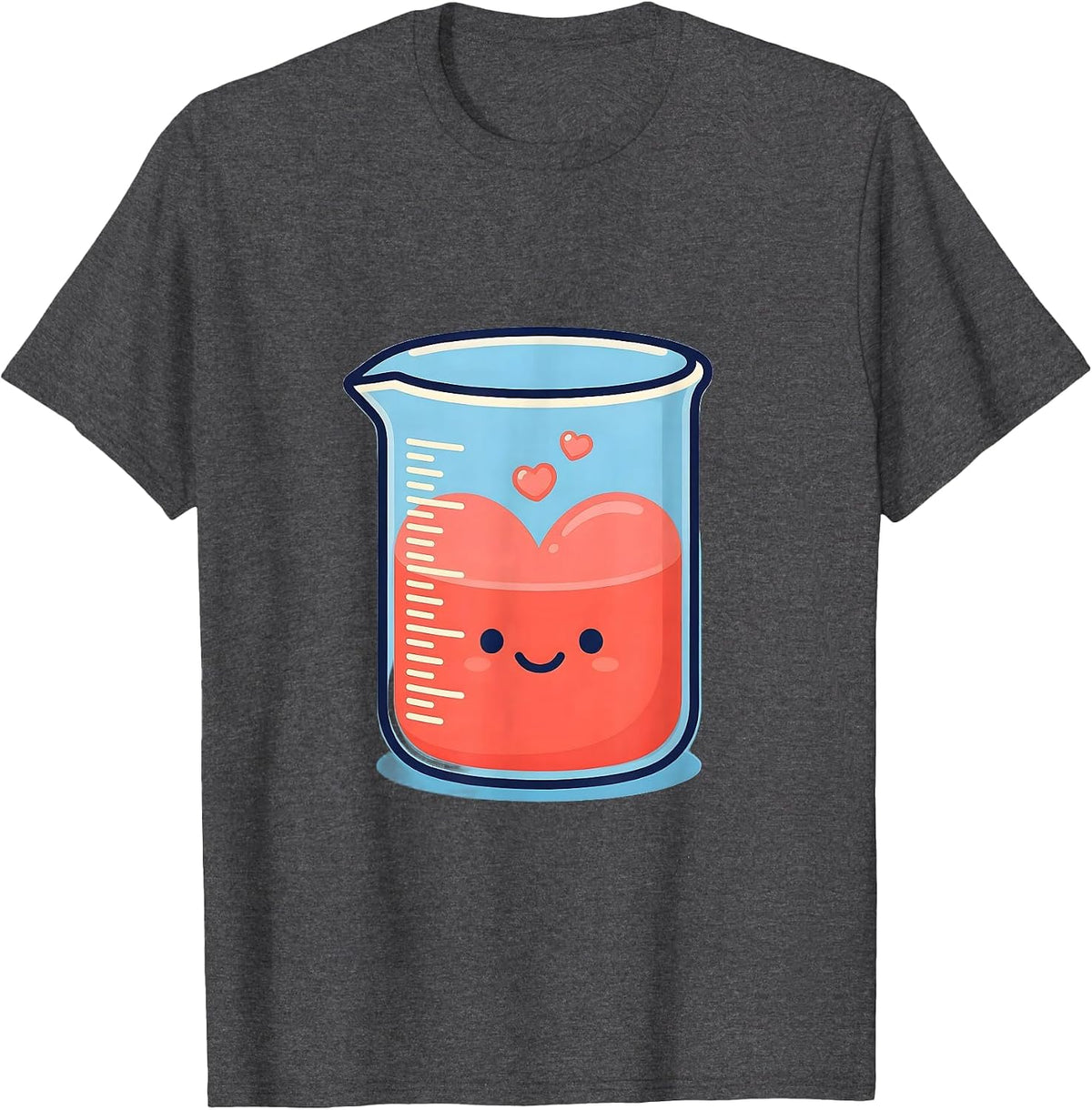 Men's Cheerful Science Beaker Kawaii Teacher Valentine Gift T-Shirt - Dark Heather Grey