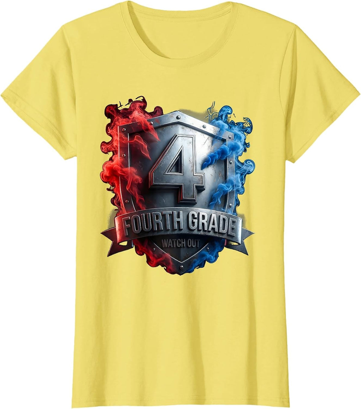 Fourth Grade Watch Out Funny 4th Grade Design T-Shirt - Lemon Yellow