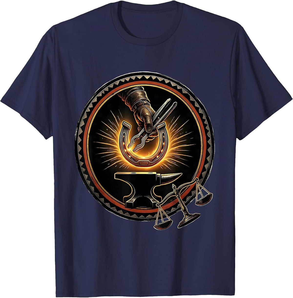 Men's Sealed Forge Badge Blacksmith Humor Metalworking Hobbyist T-Shirt - Navy Blue