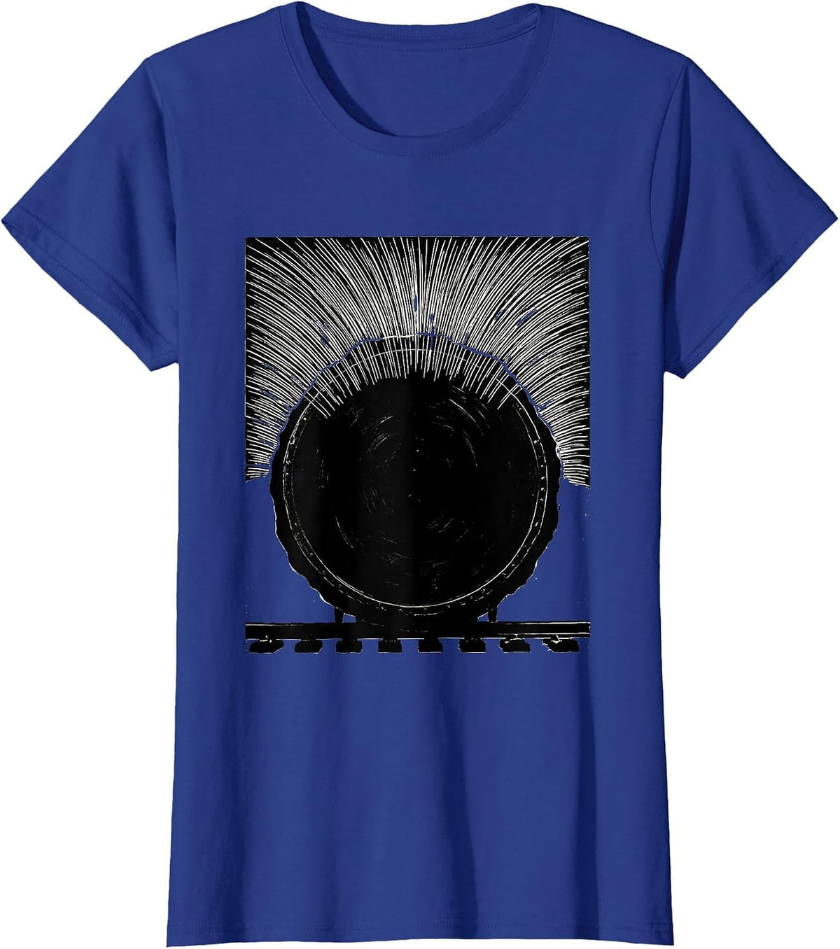 Women's Locomotive Water Hatch Funny Train Enthusiast Model Railroad T-Shirt - Royal Blue