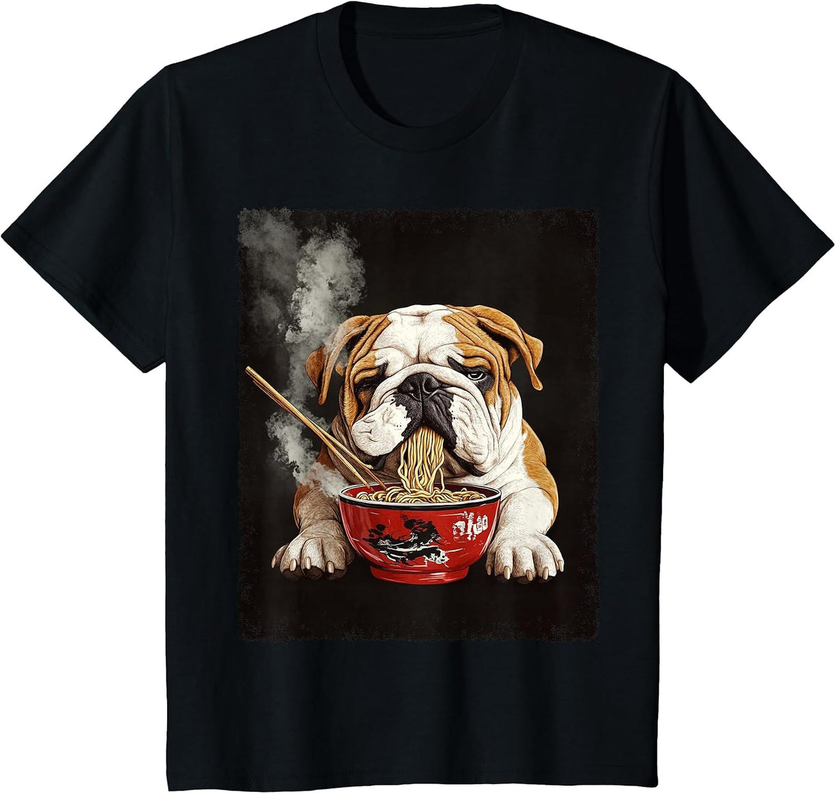 English Bulldog Dog Ramen T-Shirt - Black