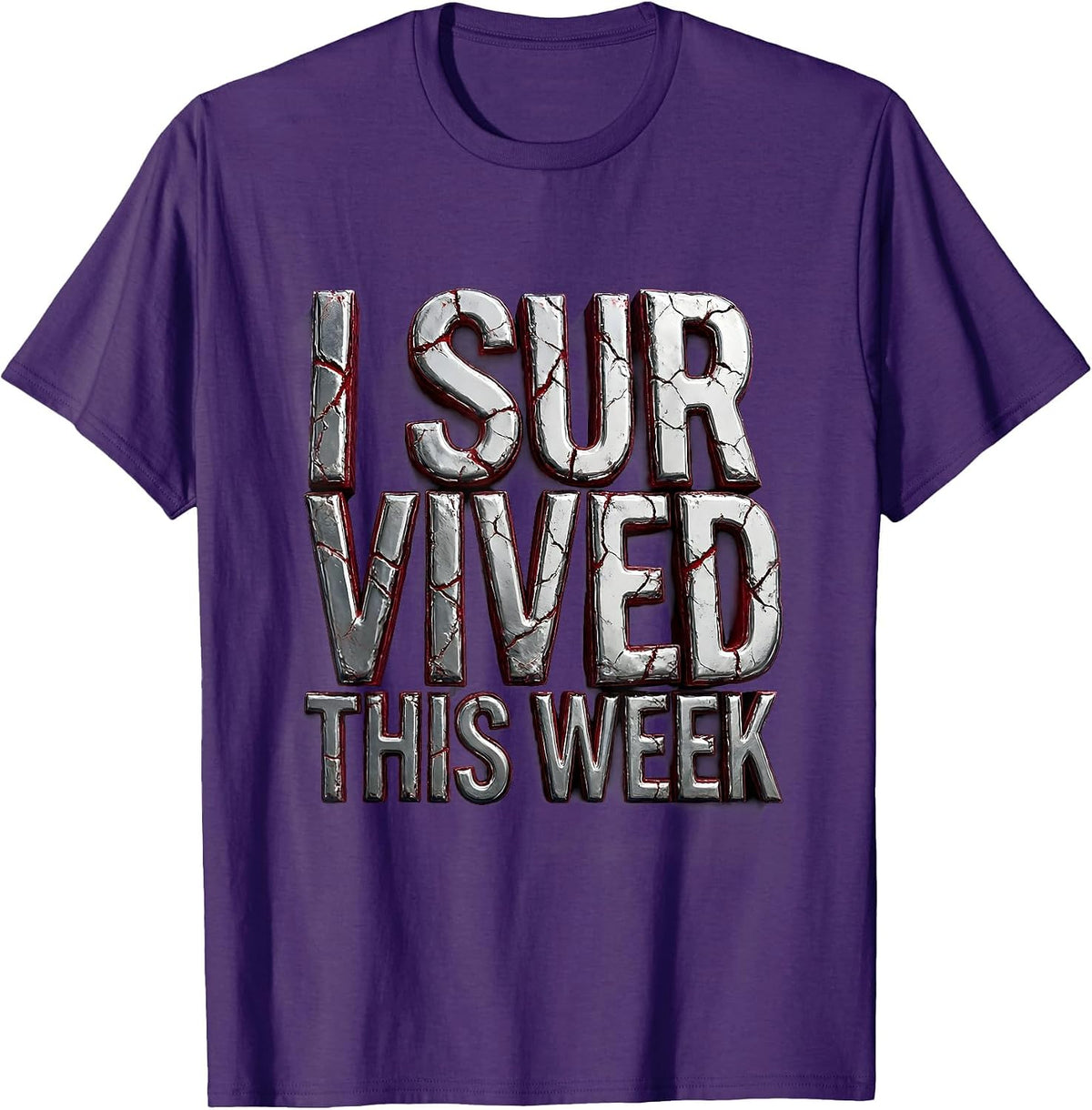 I Survived This Week Funny Humor Design T-Shirt - Purple