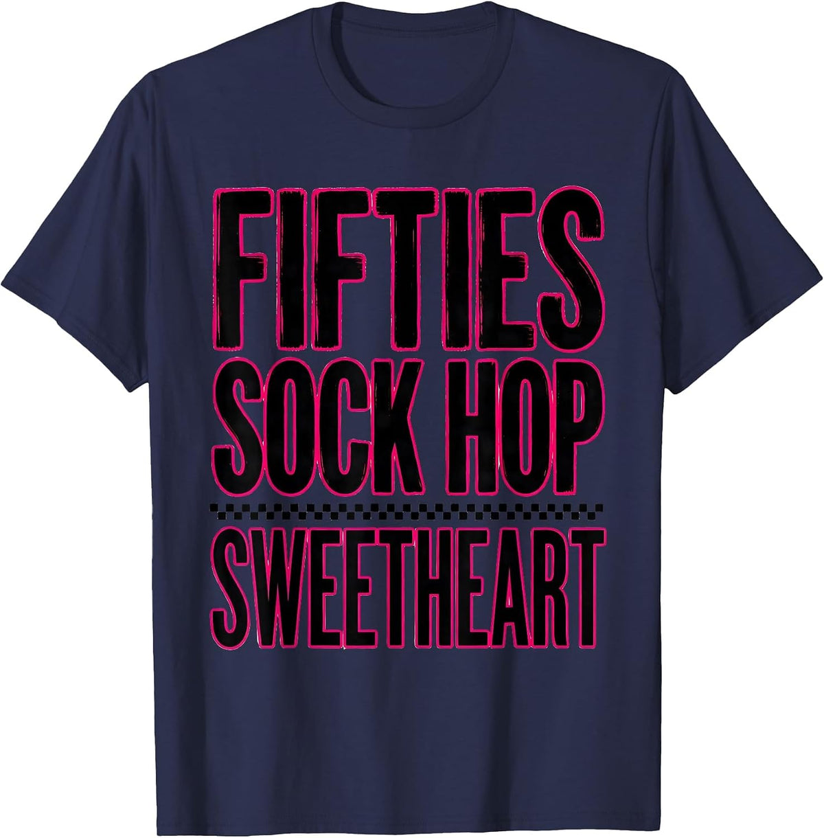Fifties Sock Hop Sweetheart Retro 1950s Party Costume T-Shirt - Navy Blue