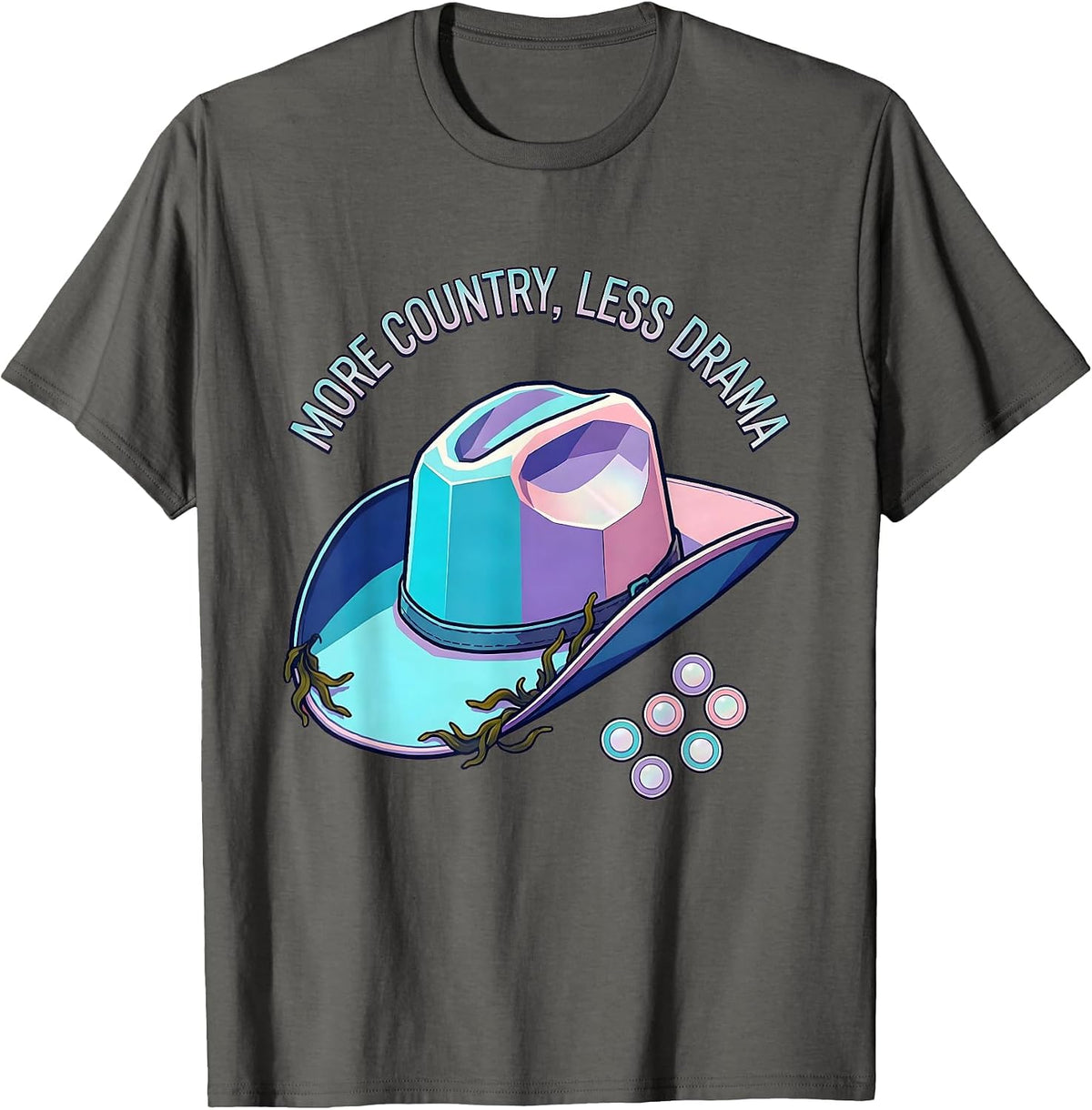 Men's More Country Less Drama Western Graphic Design T-Shirt - Asphalt Grey