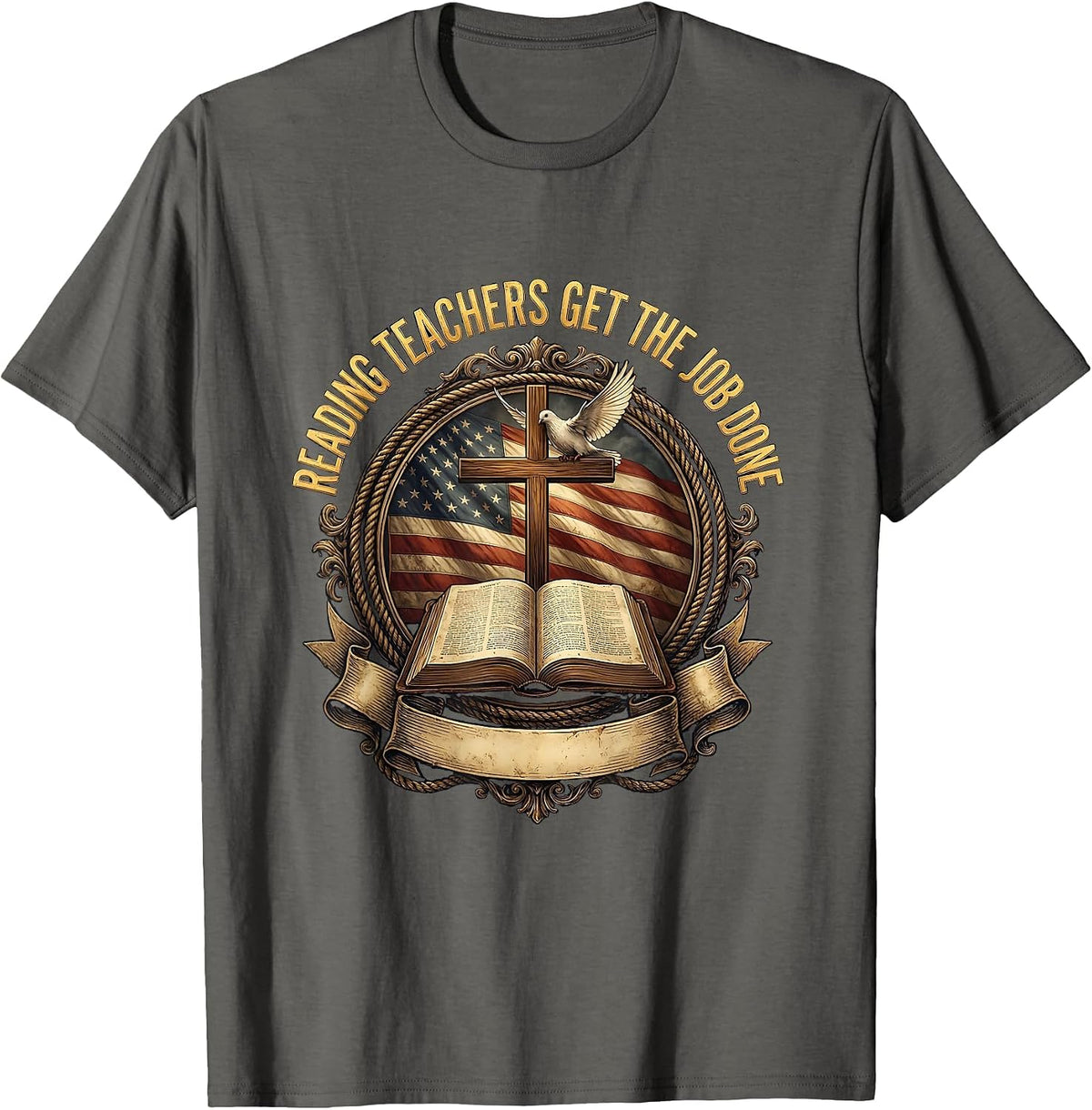 Reading Teachers Get The Job Done Educator Design T-Shirt - Asphalt Grey