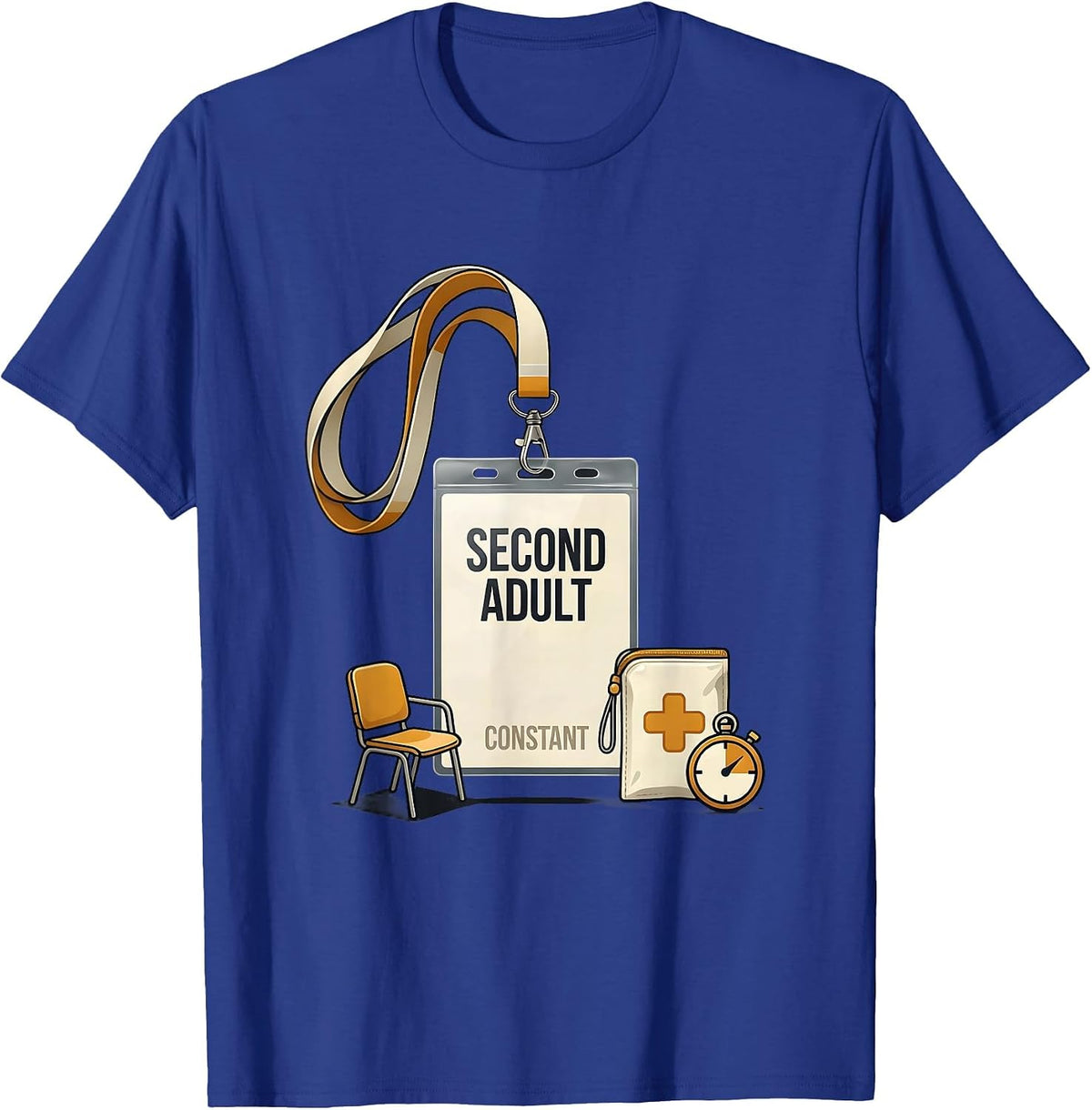 Men's Second Adult Constant Editorial Conceptual Paraeducator Back T-Shirt - Royal Blue