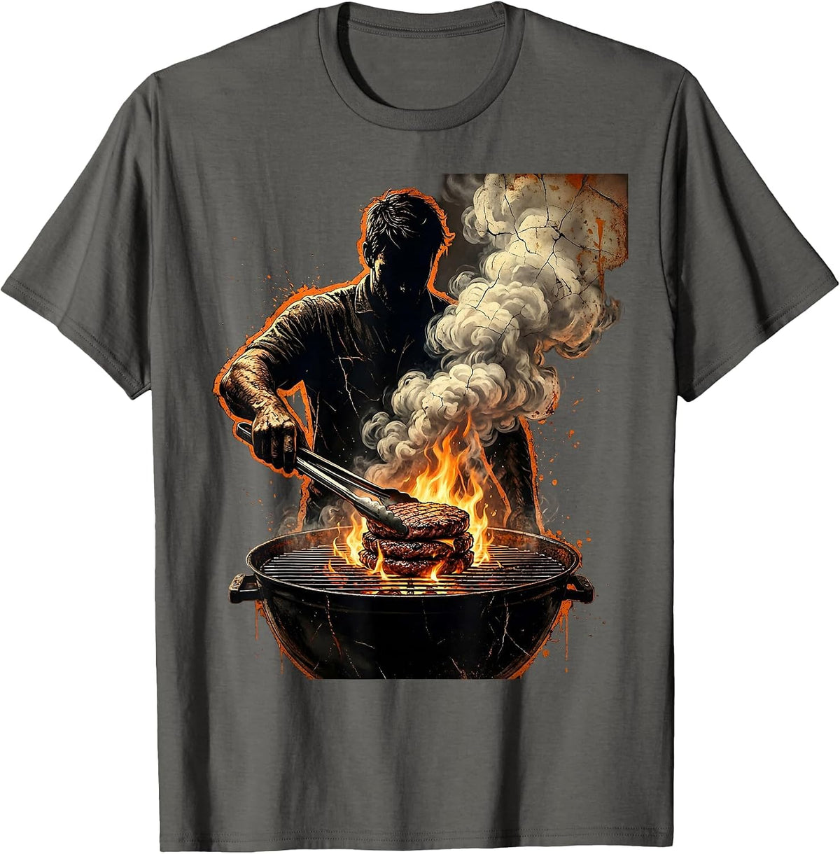 Local Boy Backyard Burger Grill Master Graphic T-Shirt - Asphalt Grey