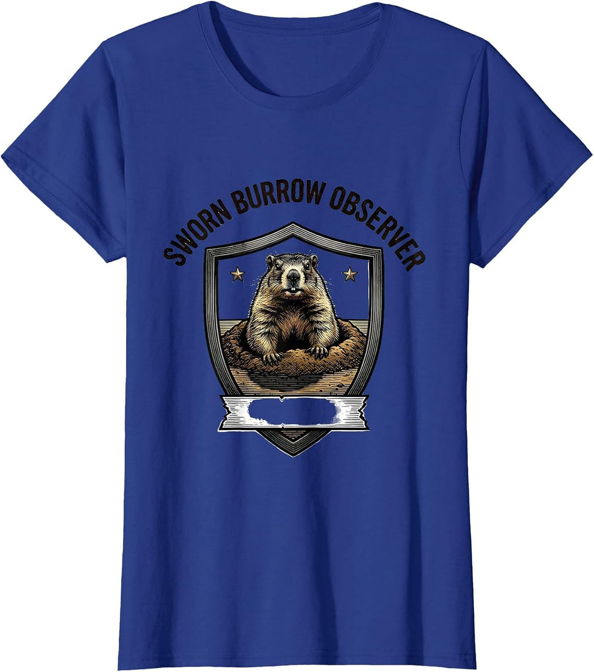 Women's Sworn Burrow Observer Vintage Groundhog Day Humor Gift T-Shirt - Royal Blue