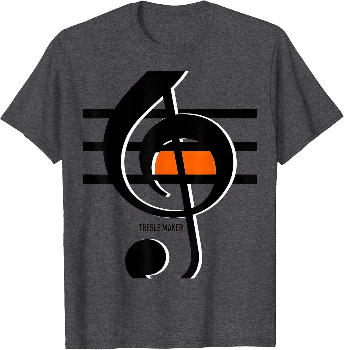Treble Maker Brutalist Graphic Funny Music Lover Gift T-Shirt - Dark Heather Grey