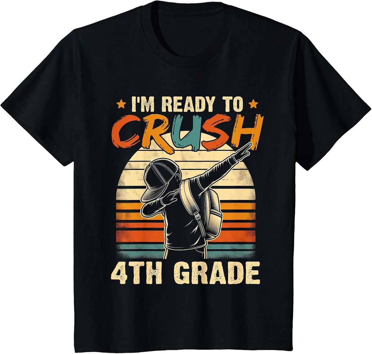 Ready to Crush 4th Grade Back to School Dabbing Boys Kids T-Shirt - Black