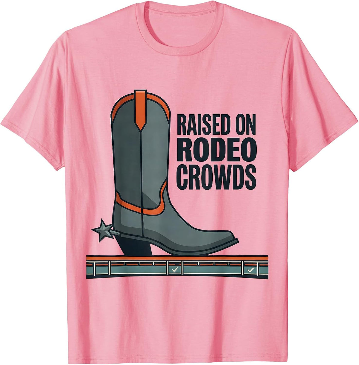 Men's Raised On Rodeo Crowds Western Cowboy Heritage Pride T-Shirt - Pink