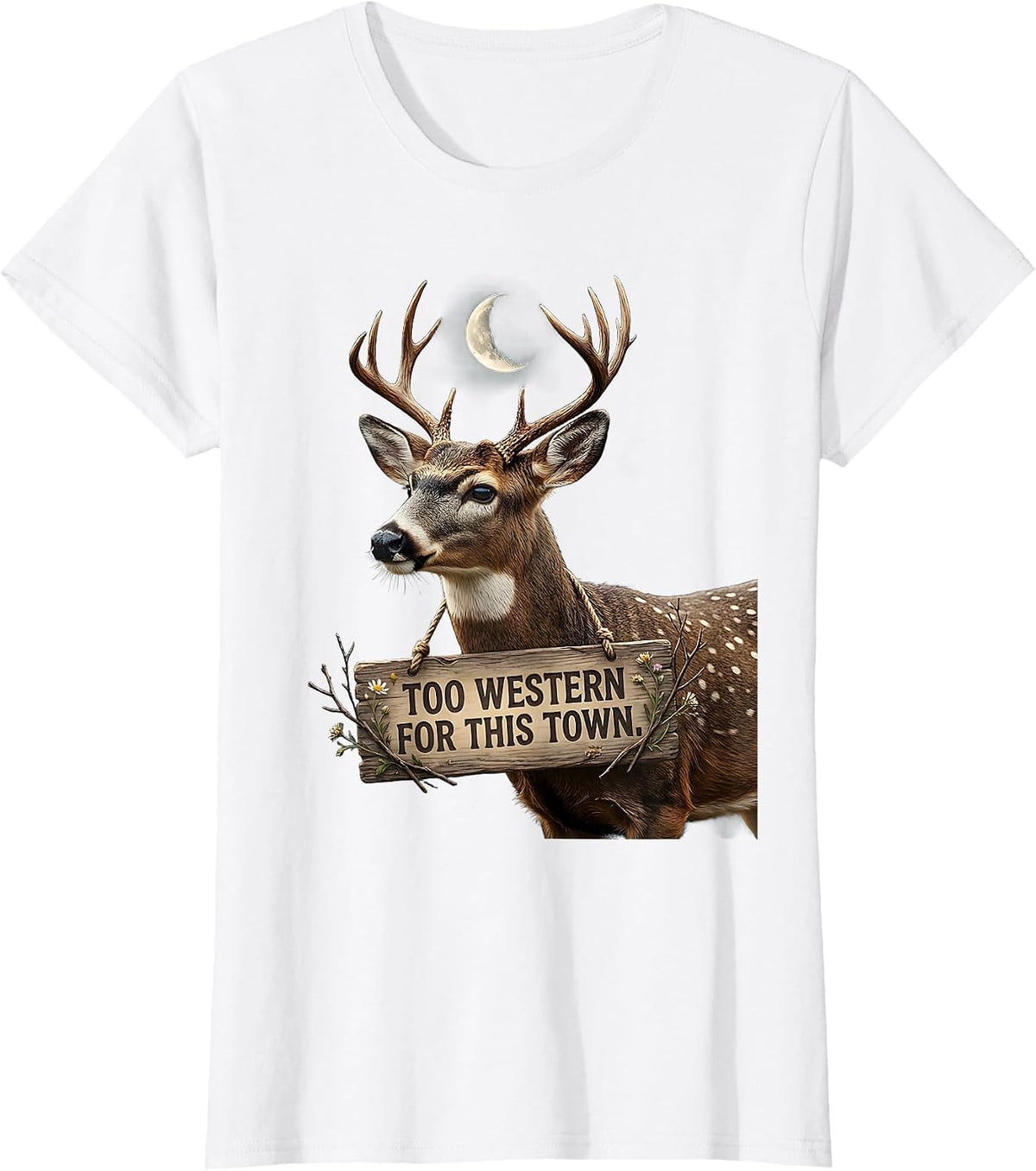 Women's Too Western For This Town Cowboy Design T-Shirt - White