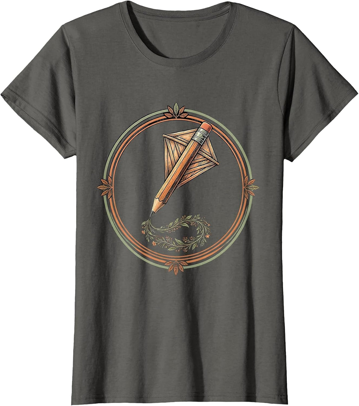 Women's Kindness Teacher Pencil Kite Soaring High Design T-Shirt - Asphalt Grey