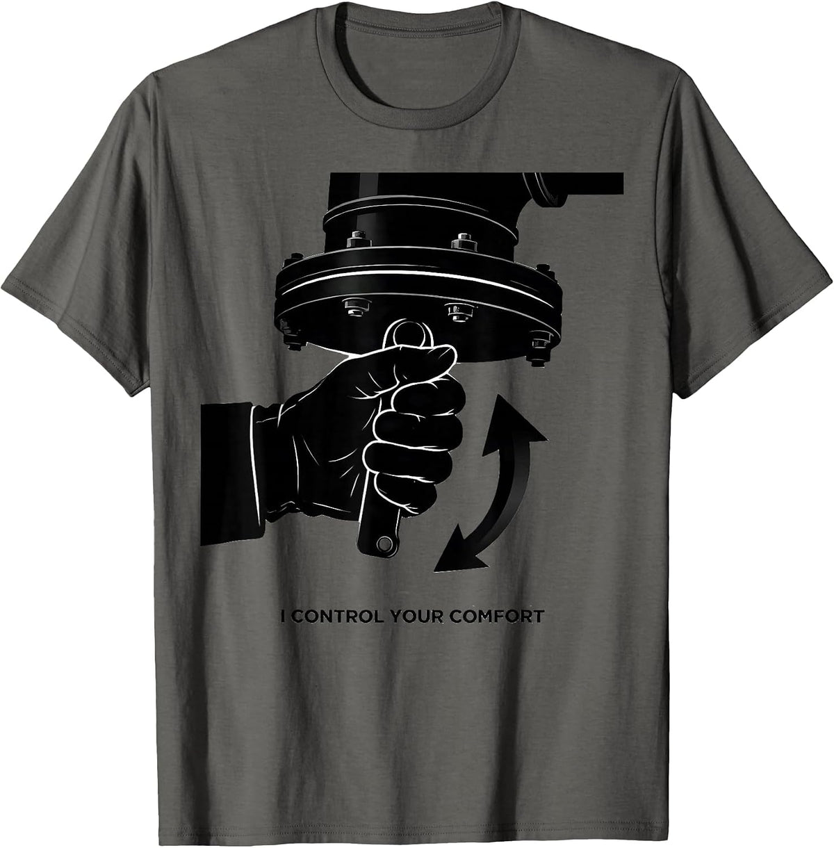 Men's I Control Your Comfort Funny HVAC Technician Dad T-Shirt - Asphalt Grey