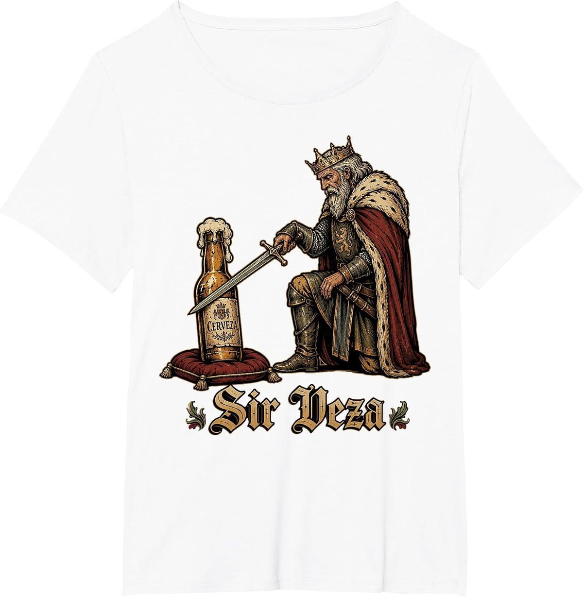 Sir Veza Funny Beer Medieval King Cerveza Cinco De Mayo T-Shirt - White