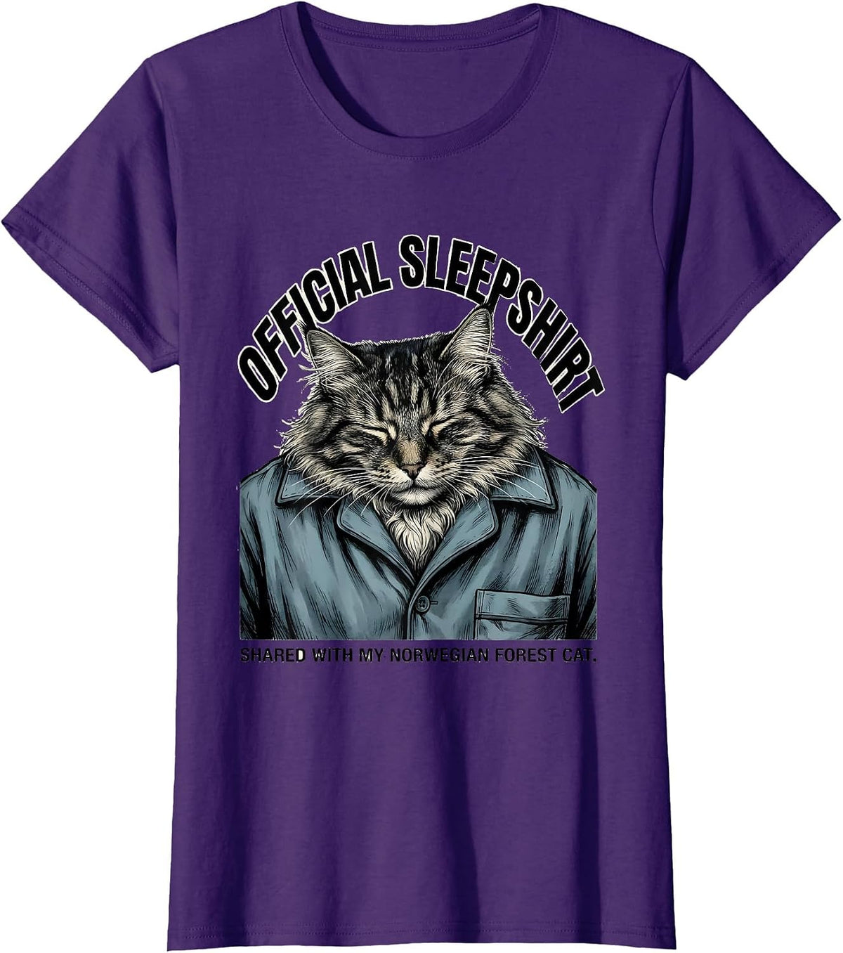 Women's Official Sleepshirt, Shared With My Norwegian Forest Cat T-Shirt - Purple
