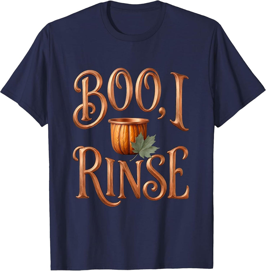 Boo I Rinse Boho Dental Hygienist Halloween Fall Humor T-Shirt - Navy Blue