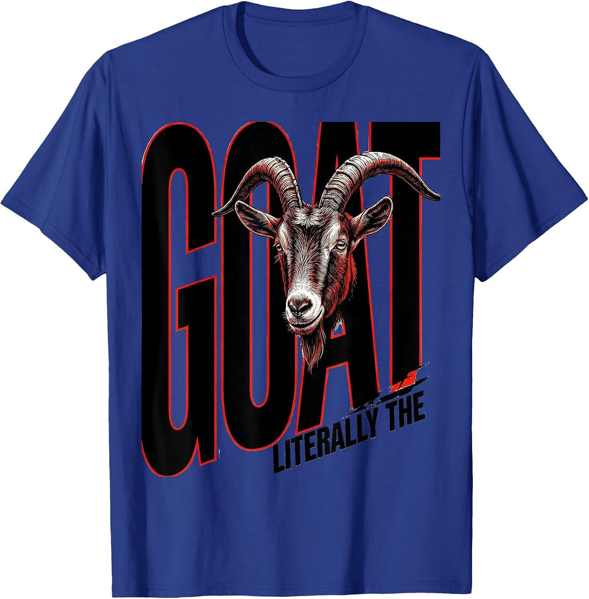 Literally The Goat New Wave Typography Minimalist Goat Lover T-Shirt - Royal Blue
