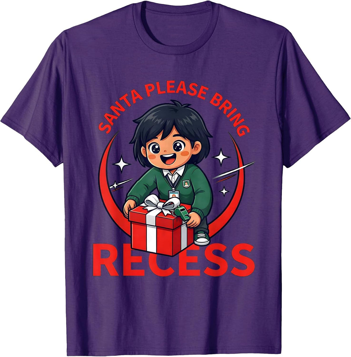 SANTA PLEASE BRING RECESS Funny Teacher Christmas T-Shirt - Purple