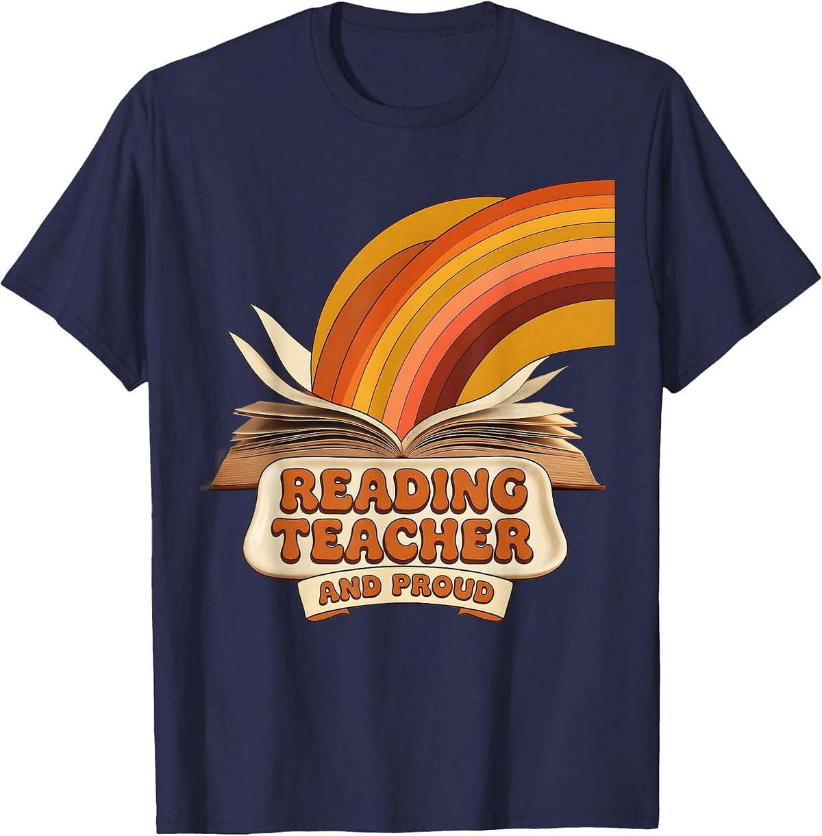 Reading Teacher and Proud Educator Design T-Shirt - Navy Blue
