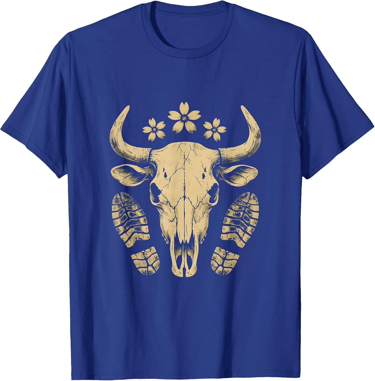 Men's Dusty Trail Boot Prints Cowboy Western Graphic T-Shirt - Royal Blue